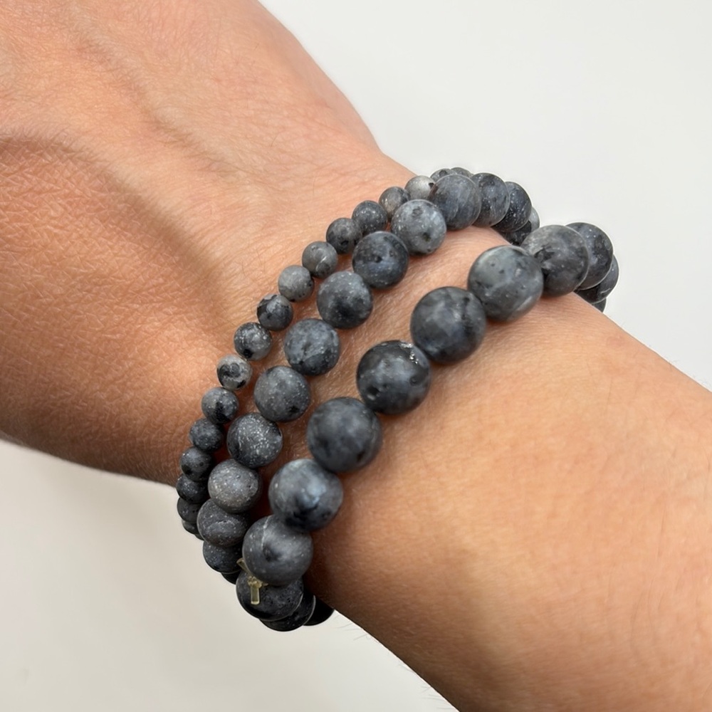 Gray Beaded Bracelet Set